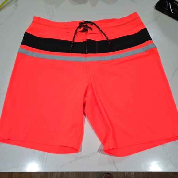 Old Navy Board Shorts Swim Bright Orange Drawstring Mens 34 Polyester SpandexNew - Picture 1 of 10